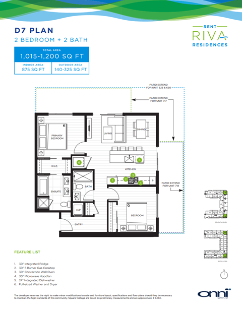 Floor plan for 2 beds, 2 baths, 873 sqft